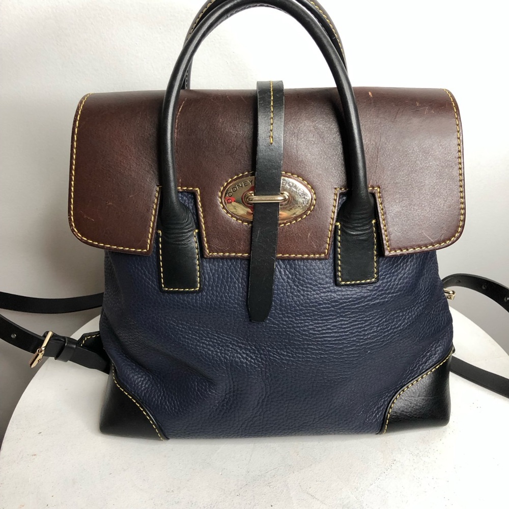 Dooney & Bourke blue Pebble Leather Backpack/Satchel